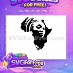 Free Afro Woman Silhouette Free Headwrap Africa Map Empowerment Free SVG - Instant Download
