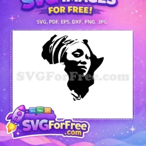 Free African Woman Profile: Continent Silhouette SVG Design A compelling free design: an African woman's profile forms the continent. This free SVG symbolizes strength and heritage.