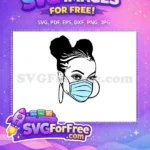 Free Afro American Woman Hair Buns Free Blue Mask Cartoon Free SVG - Instant Download