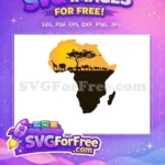 Free Orange Sunset Animals Free Acacia Tree Silhouette Safari Free SVG - Instant Download
