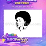 Free Afro Serene Woman Free Hoop Earrings Cartoon Free SVG - Instant Download