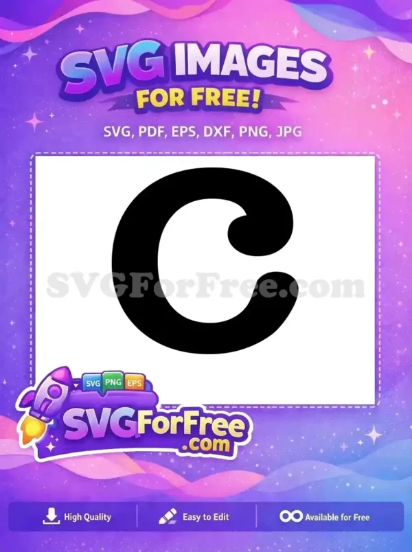 Free Stylized ‘C’ Monogram Design – Elegant Free SVG Element A compelling free design of a bold, stylized black letter 'C' on a white background, ideal for monograms or logos. This free SVG offers versatile creative possibilities.