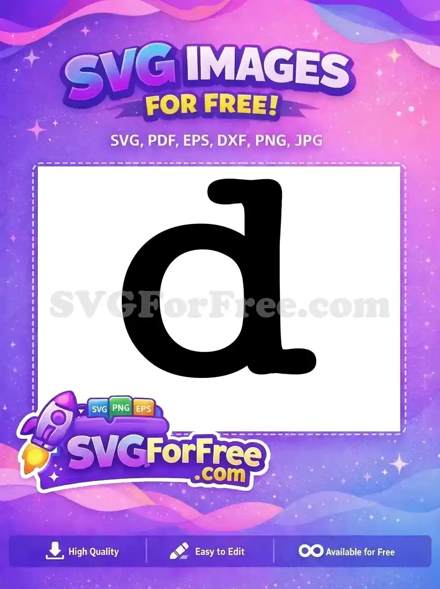 A free lowercase 'd' letter design, simple and bold, ideal for various creative projects. Download this free SVG now!