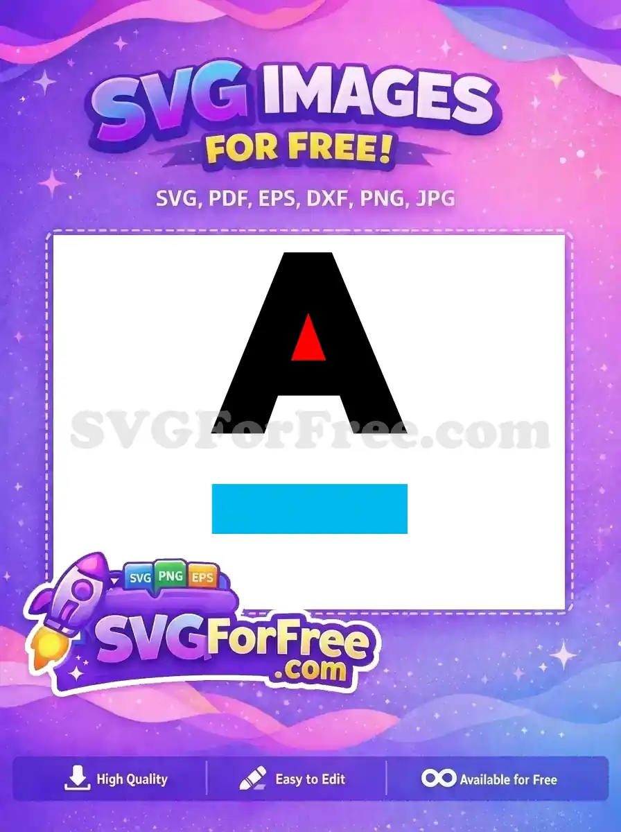Free modern A-logo SVG with a bold black form, vibrant red triangle, and a calm blue base. Download this versatile free design now!