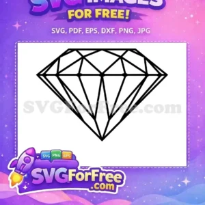 Free Diamond Outline SVG Design – Sparkle & Shine Instantly! A stunning free diamond outline SVG featuring sharp facets, ideal for logos, crafts, or digital art projects.