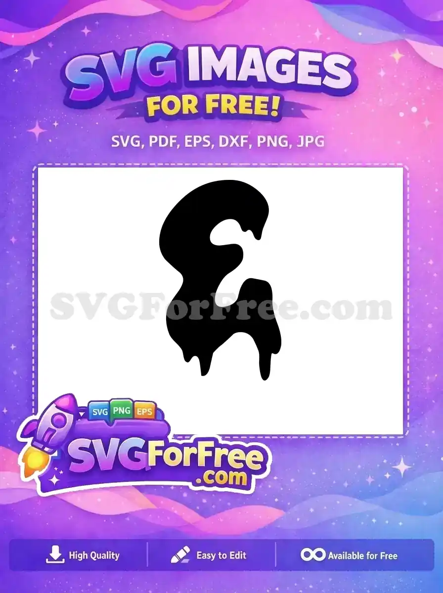 Free abstract melting black shape SVG for unique digital art. This versatile design offers a fluid, organic aesthetic.