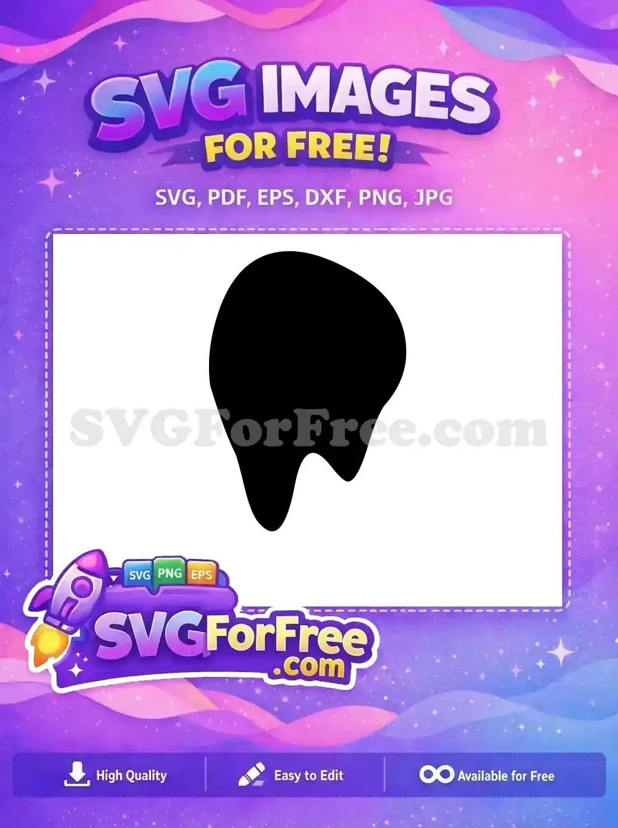A free organic black blob shape, featuring smooth curves and a melting, asymmetrical form. This free design is highly versatile for creative projects.
