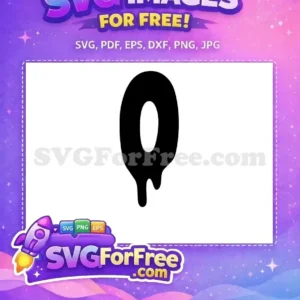 A free SVG of a bold black dripping shape with a central oval, resembling a melting letter 'Q' or a spooky donut. Instantly download this free design!