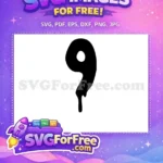 Free Abstract Dripping Black Free Stylized Number Nine Afro Cartoon Free SVG - Instant Download