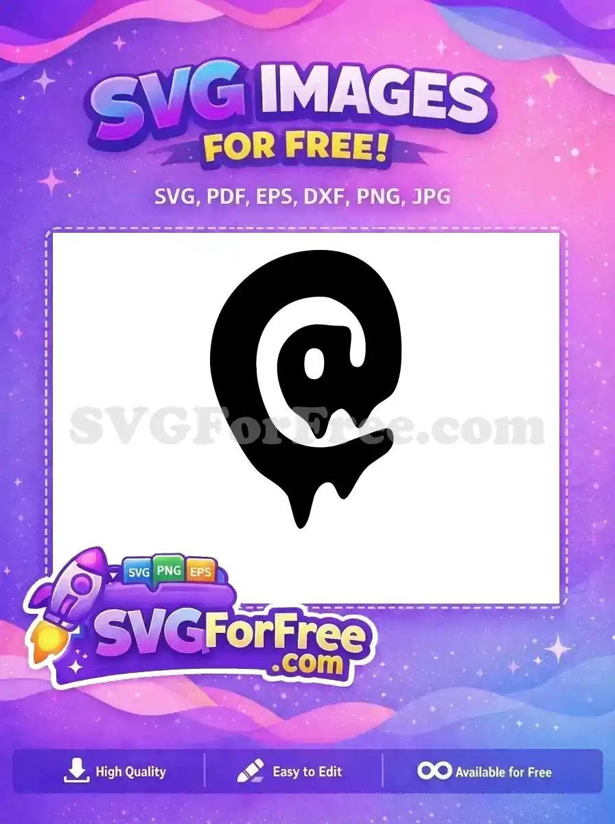A free design showcasing a bold, black abstract symbol resembling a dripping @-sign or stylized skull. Ideal for modern projects.