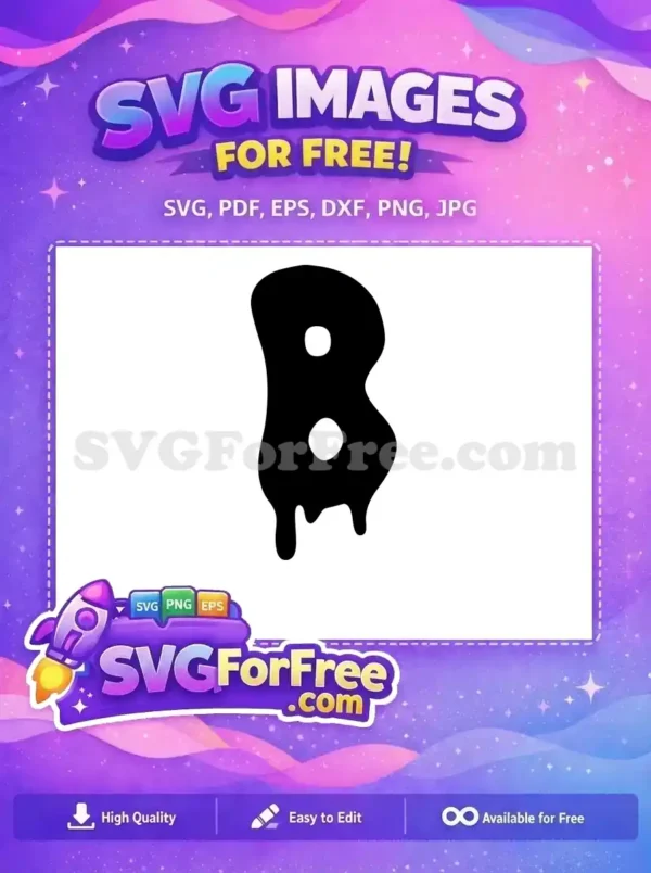 A unique melting letter 'B' free SVG design, featuring a playful, drippy aesthetic. Instantly enhance your creative projects for free.