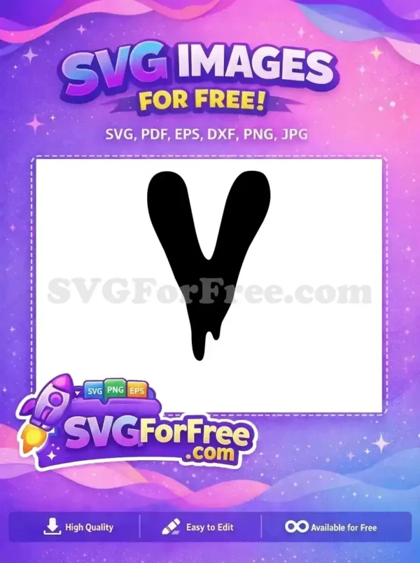 A striking free design featuring a black, abstract, fluid V-shape with a melting drip effect. Ideal for diverse free creative projects.