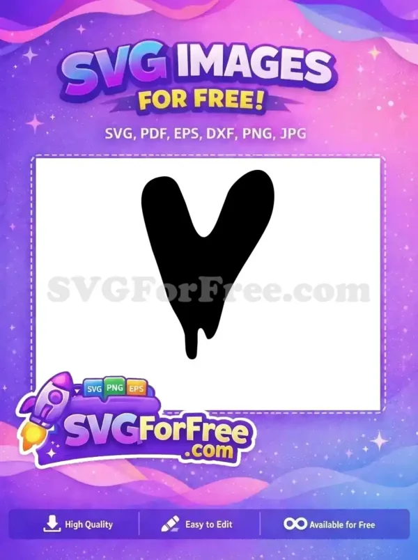 Download this free, artistic dripping heart shape SVG, a unique design element ready for your creative projects. Absolutely free!