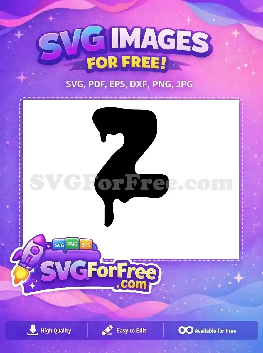 A free, stylized black silhouette of a dripping Z or number 2, ideal for unique graphic design projects. Download this free vector now!