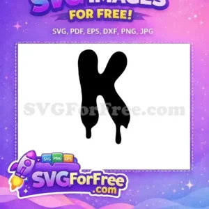 A free dripping K letter SVG, featuring a bold, melted effect, ideal for unique crafts and digital designs. Download this free graphic.