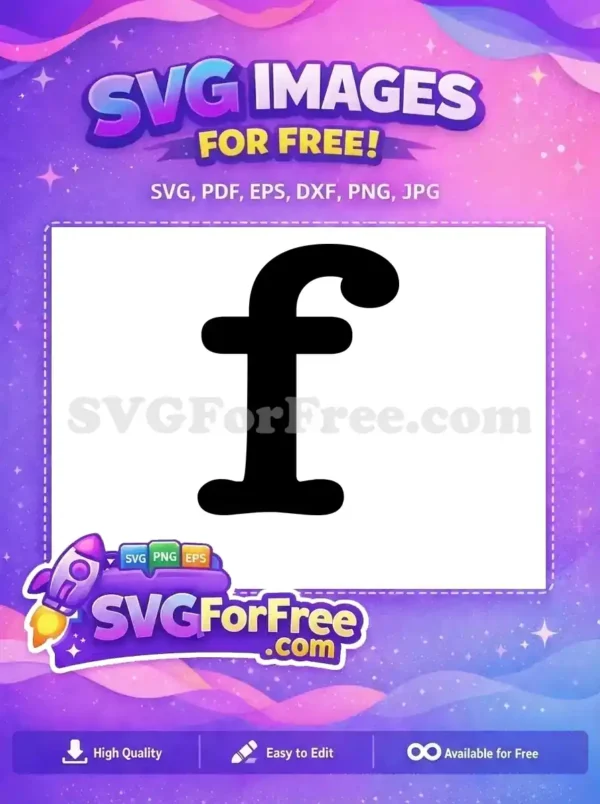 A bold, free stylized lowercase 'f' icon, ideal for modern designs, offering a sleek and clean aesthetic. Download this free graphic.