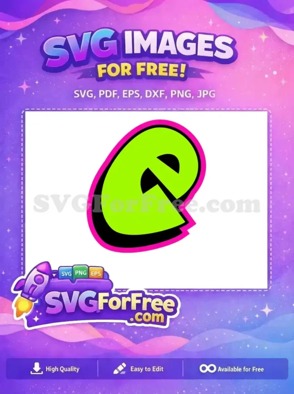 Discover this free graffiti 'e' design, featuring neon green, black, and pop pink. A bold, free vector for your creative projects.