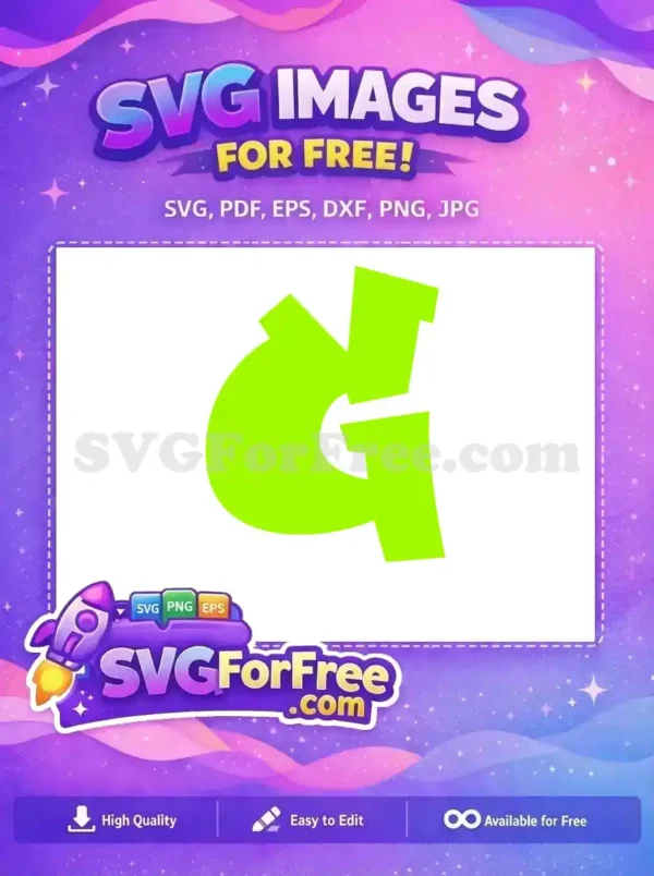 Free design: A vibrant lime green, stylized letter G with bold, blocky, and graffiti-inspired features, perfect for free creative projects.