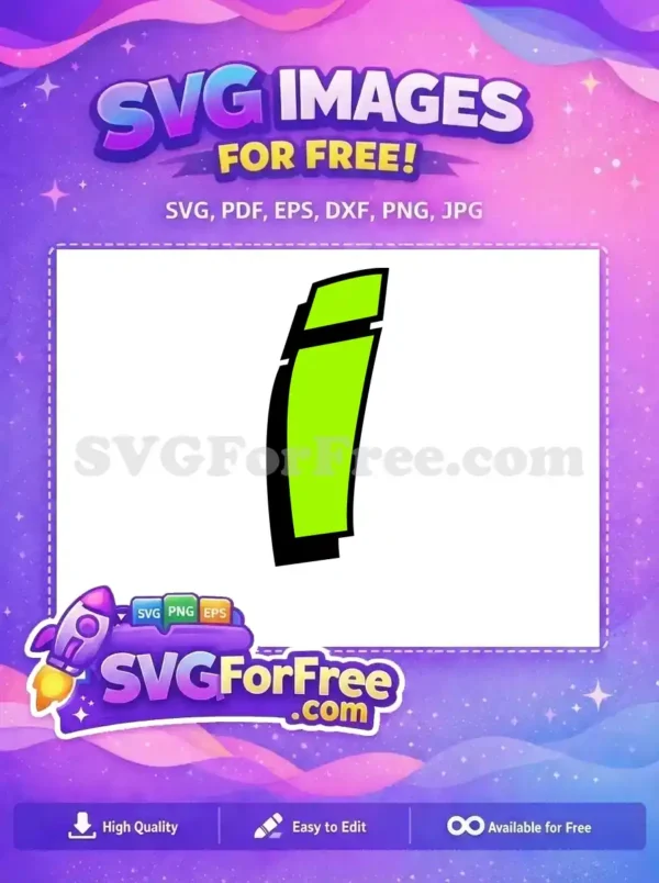 Free Dynamic Lime Green Abstract Design SVG – Modern Flair! A free vibrant lime green abstract graphic, resembling a stylized 'i' with a bold black outline. This free design offers modern visual appeal for diverse projects.