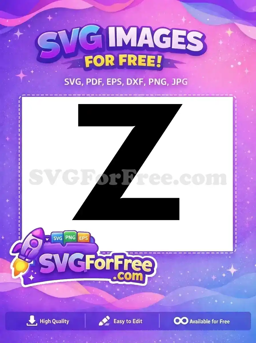 Free bold black letter 'Z' SVG design, ideal for monograms and branding. A clean, modern, and perfectly scalable vector.