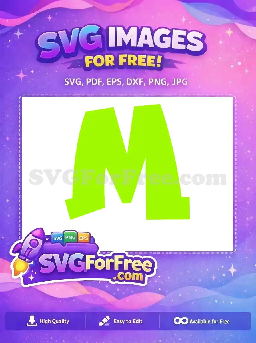 A free, bold, and modern lime green abstract letter 'M' graphic, ideal for creative digital projects. Free SVG.
