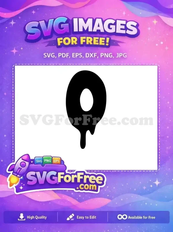 A free design featuring a bold black donut or ring shape with a stylized drip, ideal for free creative projects.