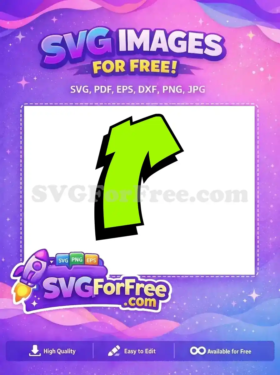 A bold, free neon green abstract graphic, resembling a stylized 'T' or a curved arrow, with a strong black outline and shadow effect. This free vector is highly versatile.