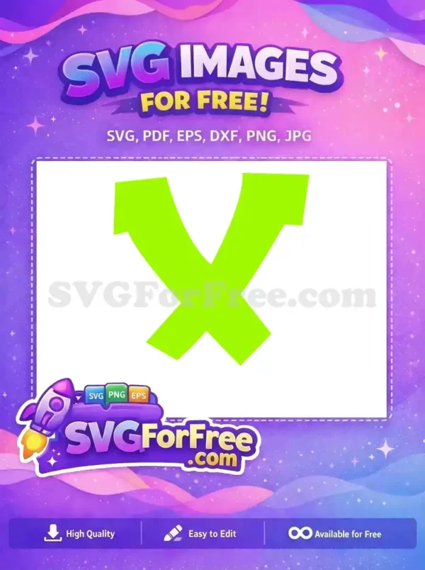 A vibrant, hand-drawn style lime green 'X' mark, offered as a free design, ideal for various digital projects and icons.