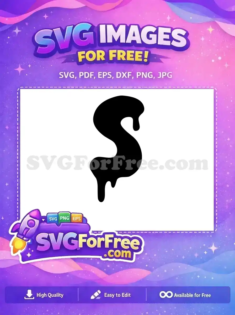 A bold, free SVG design of the letter 'S' with a cool dripping, melting effect. Ideal for dynamic projects.