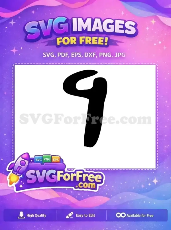 A striking free black silhouette of a stylized number seven, ideal for digital art and crafting. Get this free design now!