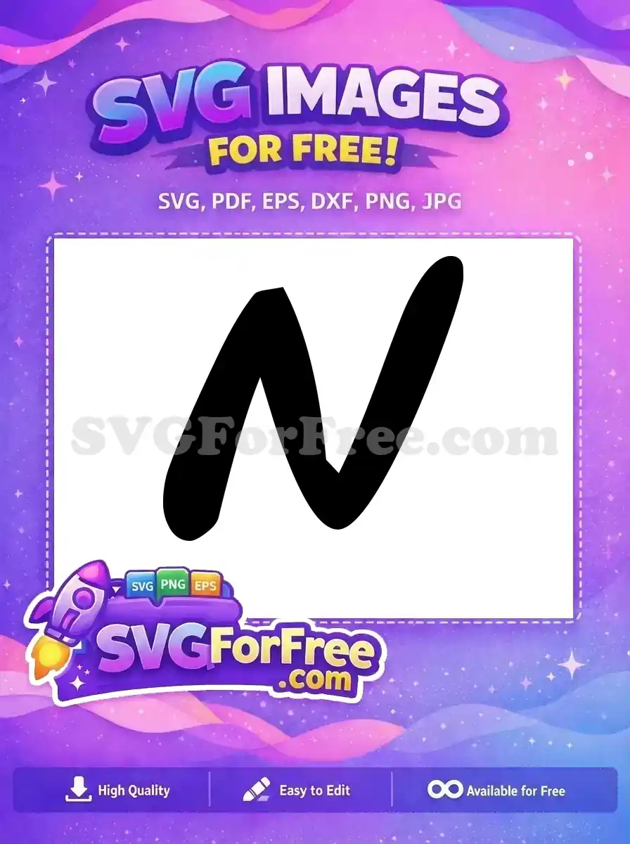 A bold, free, black brushstroke design resembling a stylized letter 'N' on a white background, ideal for diverse projects.