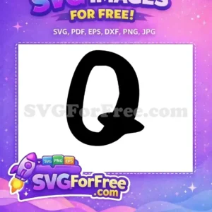 A free design featuring a bold, black, uppercase letter 'Q' with rounded, chunky lines, ideal for crafting and digital projects.