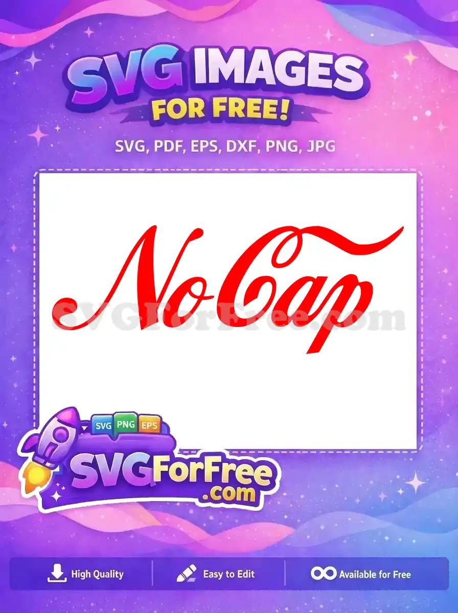 A free 'No Cap' text design in a vibrant red, Coca-Cola inspired script font, perfect for free creative projects.
