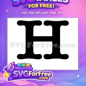 A free stylish black capital letter H SVG, featuring rounded, bulbous serifs for a unique, modern free design.