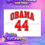 Free Red Bold Obama Free Number 44 Afro American Cartoon Free SVG - Instant Download
