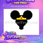 Free Black Afro Puffs Free Wonder Woman Red Star Tiara Cartoon Free SVG - Instant Download