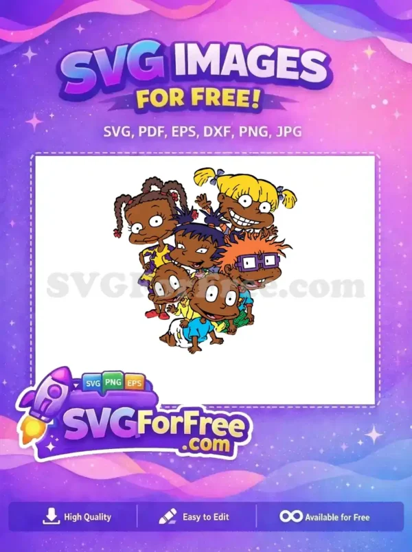 A vibrant free design showcasing a joyful cluster of diverse cartoon children, ready for your creative projects.