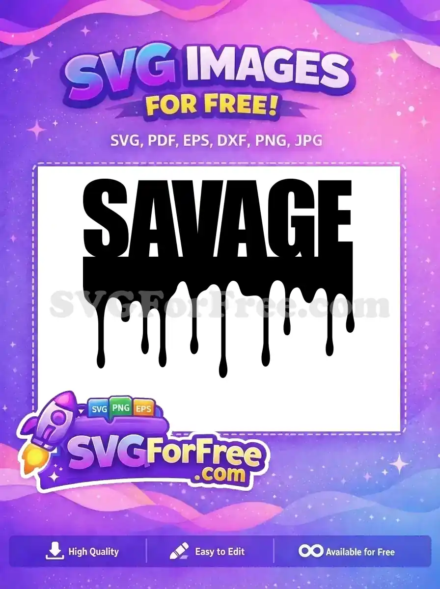 A striking free 'SAVAGE' text design featuring a unique dripping effect, perfect for bold statements and creative projects.