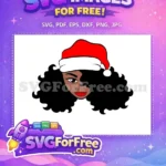 Free Afro Woman Free Santa Hat Lips Christmas Free SVG - Instant Download