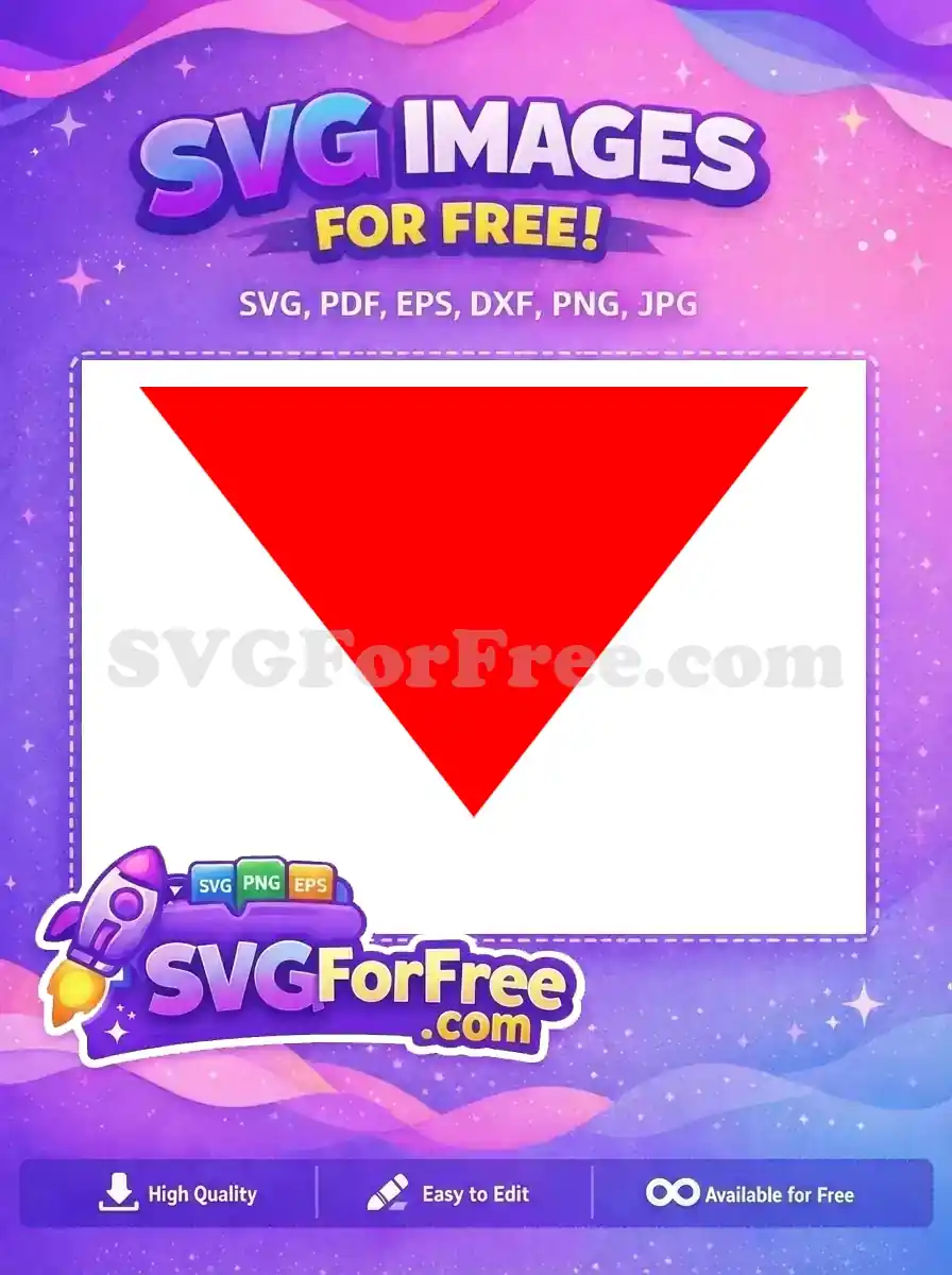 A vibrant, free red downward-pointing triangle graphic, ideal for warnings or directional free web design. Simple, bold, and free to use.