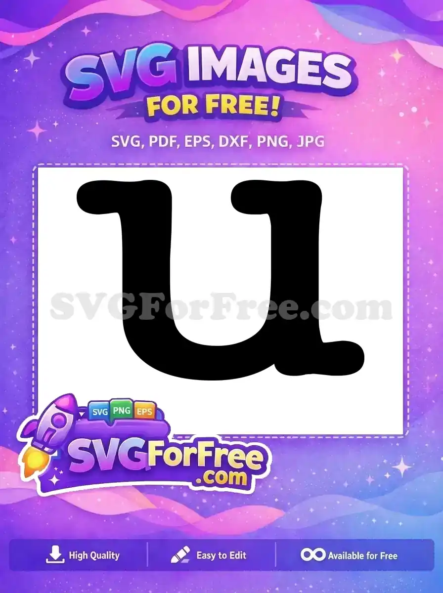 A free, bold, rounded lowercase 'u' character, a versatile alphabet design for various creative projects and crafts.