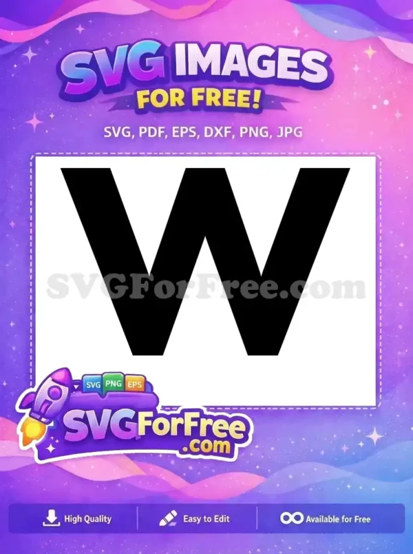 A bold, free black capital letter W on a clean white background, ideal for modern design projects. Download this free SVG now!