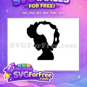 Free Afro Woman Silhouette: African Continent Design Evocative free SVG design of an Afro woman's silhouette with the African continent thoughtfully integrated into her hair. Perfect free graphic.