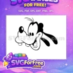Free Smiling Goofy Face Free Black Outline A Goofy Movie Free SVG - Instant Download