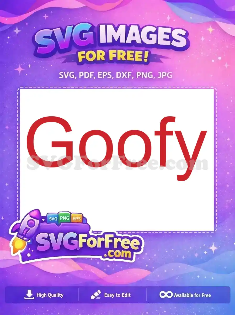 A free design featuring the word 'Goofy' in bold red text, ideal for playful projects. Get this free SVG today!