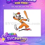 Free Goofy Baseball Player Free Orange Uniform Happy A Goofy Movie Free SVG - Instant Download
