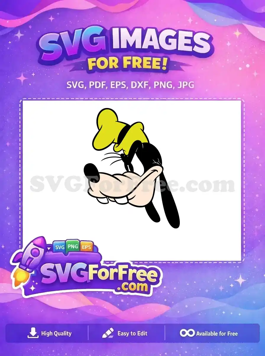 Discover this free Goofy cartoon character SVG, showcasing his iconic side profile. A fantastic free design for all your crafting needs.
