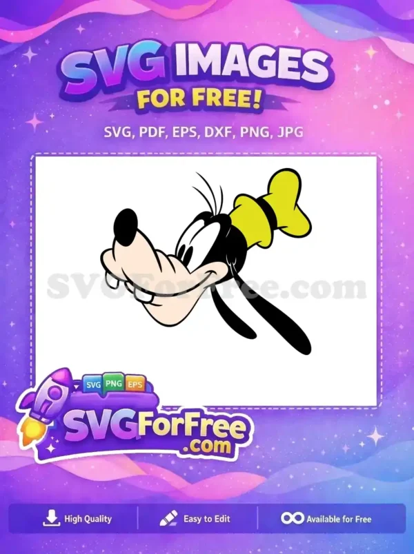 Get this fantastic free Goofy character design! A smiling Goofy head with his signature hat, ideal for free crafting.
