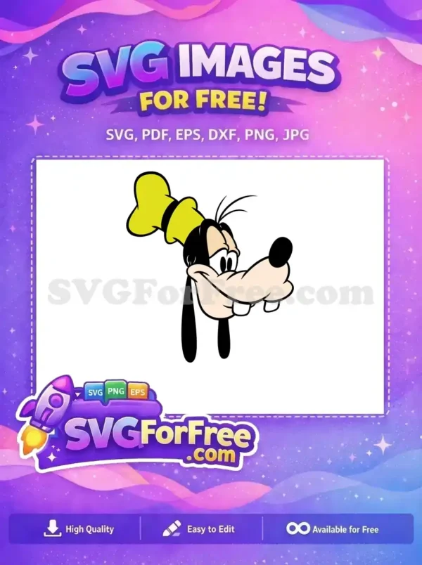 Free Goofy character design, a classic Disney icon. This free SVG is ideal for craft projects and personalization.