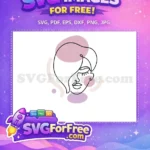 Free Serene Woman Face Free Abstract Pink Purple Art Modern Design Free SVG - Instant Download